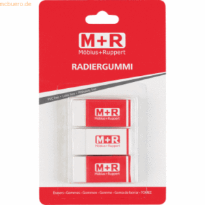 M+R Radiergummi 42x18x11mm VE=3 Stück Blisterkarte