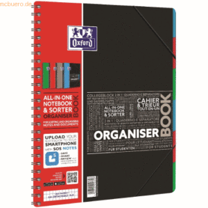 Oxford Collegeblock Studium Organiserbook A4+ kariert 90g/qm 80 Blatt