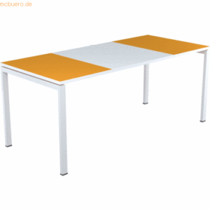 easyDesk Schreibtisch HxBxT 75x180x80cm grau/orange