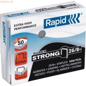 Rapid Heftklammern 26/8+ verzinkt Super Strong VE=1000 Stück