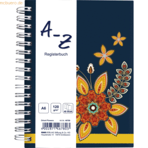 RNK Notizbuch A6 -Orient Flowers- 48 Blatt mit Register