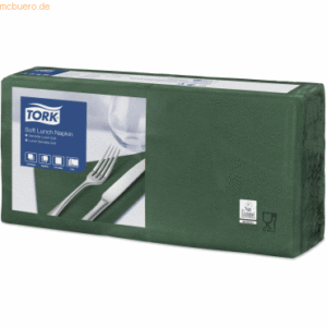 Tork Lunchservietten Advanced 33x33cm 1/4 Falz 3-lagig dunkelgrün VE=1