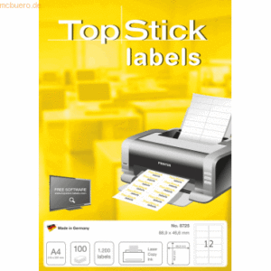 10 x TopStick Universal-Etiketten Papier weiß selbstklebend 88