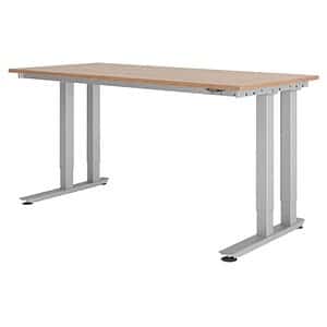 HAMMERBACHER HD41808S Schreibtisch nussbaum rechteckig Doppel T-Fuß-Gestell silber 180