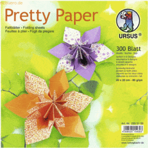 Ludwig Bähr Faltblätter Pretty Paper 80g/qm 20x20cm 9 Designs VE=300 B