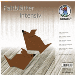 Ludwig Bähr Faltblätter Intensiv Uni 20x20cm VE=100 Blatt mittelbraun