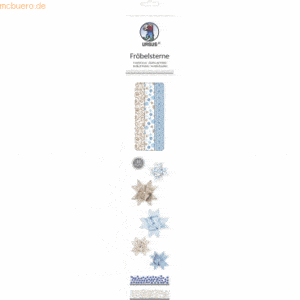 Ludwig Bähr Faltstreifen Fröbelsterne 2 Größen eisblau/braun