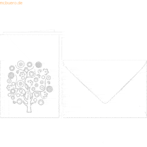 Ludwig Bähr Doppelkarte A6 gelasert + Kuvert VE=5 Sets Lebensbaum weiß