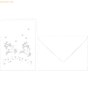 Ludwig Bähr Doppelkarte A6 gelasert + Kuvert VE=5 Sets Rentier weiß