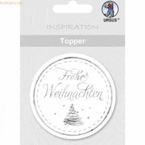 5 x Ludwig Bähr Topper weiß/silber Motiv 12 Frohe Weihnachten