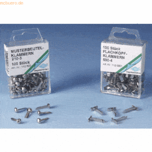 10 x Wedo Musterbeutelklammer Flachkopf 12mm silber VE=100 Stück